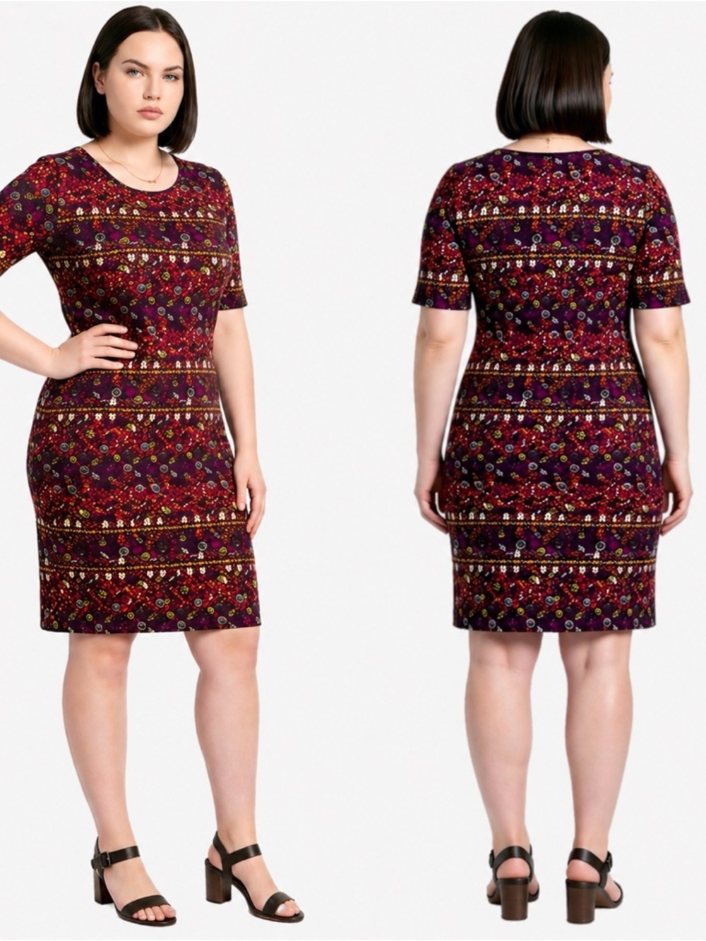 LuLaRoe Julia Boho Aztec Floral Knee Length Print Sheath Dress Women’s Size XL